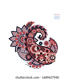 Paisley vector isolated pattern. Floral Vintage illustration
