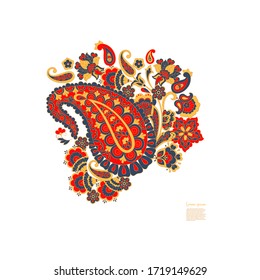 Patrón aislado vector Paisley. Ilustración de cosecha floral