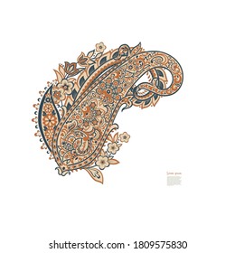 Paisley vector isolated pattern. Floral Vintage illustration
