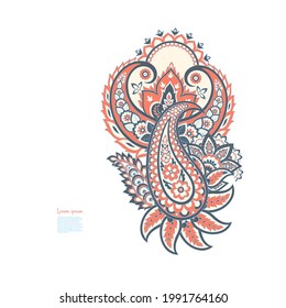 Paisley vector isolated pattern. Floral Vintage illustration