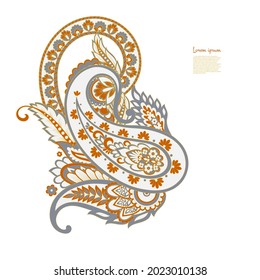 Paisley vector isolated pattern. Floral Vintage illustration