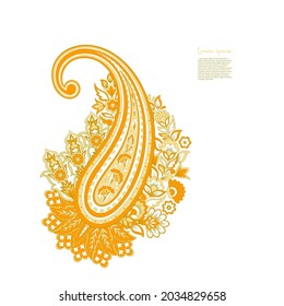 Paisley vector isolated pattern. Floral Vintage illustration