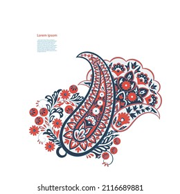 Paisley vector isolated pattern. Floral Vintage illustration