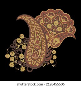 Paisley vector isolated pattern. Floral Vintage illustration
