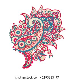 Paisley-Vektorgrafik, isoliertes Muster. Blumenvintage-Illustration