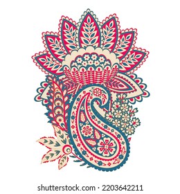 Paisley-Vektorgrafik, isoliertes Muster. Blumenvintage-Illustration