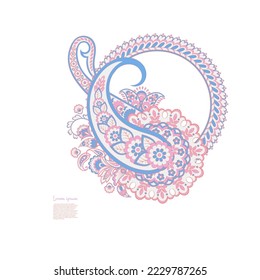Paisley vector isolated pattern. Floral Vintage illustration