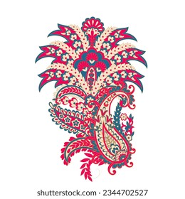 Paisley-Vektorgrafik, isoliertes Muster. Blumenvintage-Illustration