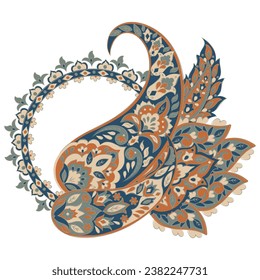 Paisley vector isolated pattern. Floral Vintage illustration