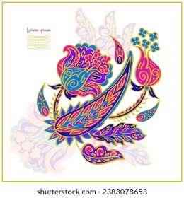 Paisley vector isolated pattern. Floral Vintage illustration