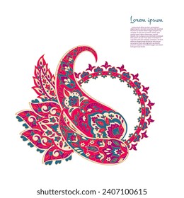 Paisley vector isolated pattern. Floral Vintage illustration