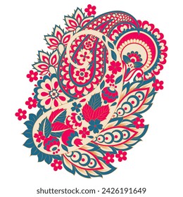 Paisley vector patrón aislado. Ilustración floral vintage