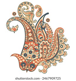 Paisley vector isolated pattern. Floral Vintage illustration