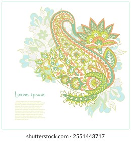 Paisley vector isolated pattern. Floral Vintage illustration