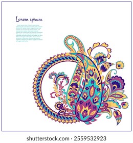 Paisley vector isolated pattern. Floral Vintage illustration