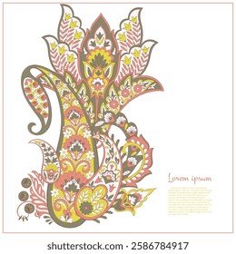 Paisley vector isolated pattern. Floral Vintage illustration