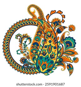 Paisley vector isolated pattern. Floral Vintage illustration