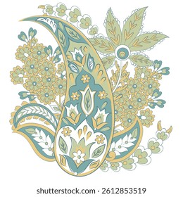 Paisley vector isolated pattern. Floral Vintage illustration