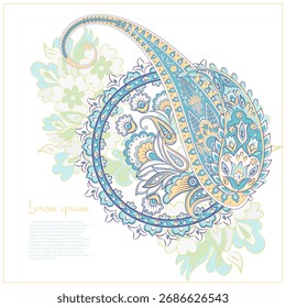Paisley, Vektormuster, isoliert. Blumen-Vintage-Illustration