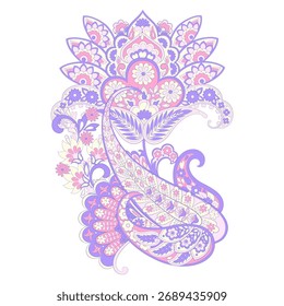 Padrão isolado do vetor de Paisley. Ilustração Vintage floral