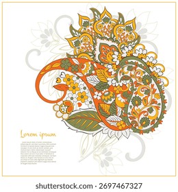 Paisley, Vektormuster, isoliert. Blumen-Vintage-Illustration