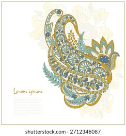 Patrón aislado del Vector de Paisley. Ilustración floral de Antiguas