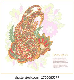 Padrão isolado do vetor de Paisley. Ilustração Vintage floral