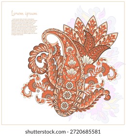 Patrón aislado del Vector de Paisley. Ilustración floral de Antiguas
