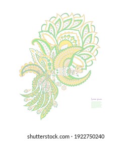 Patrón aislado de vector Paisley con pájaro volador. Ilustración de vintage de estilo Damask