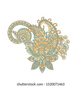 Paisley vector isolated pattern. Vintage floral illustration in batik style