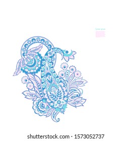 Paisley vector isolated pattern. Vintage floral illustration in batik style