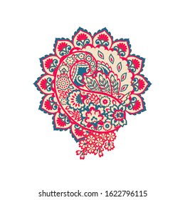 Paisley vector isolated pattern. Vintage floral illustration in batik style