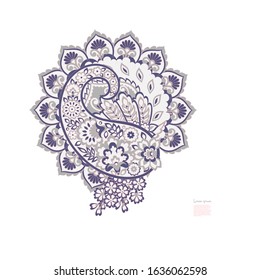 Paisley vector isolated pattern. Vintage floral illustration in batik style