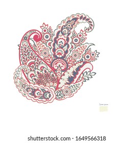 Paisley vector isolated pattern. Vintage floral illustration in batik style