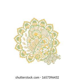 Paisley vector isolated pattern. Vintage floral illustration in batik style
