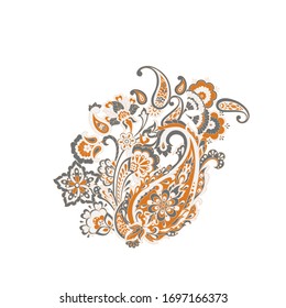 Paisley vector isolated pattern. Vintage floral illustration in batik style