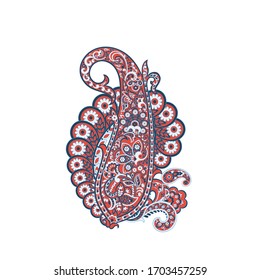 Paisley vector isolated pattern. Vintage floral illustration in batik style