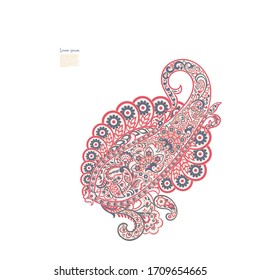 Patrón aislado vector Paisley. Ilustración floral vintage en estilo batik