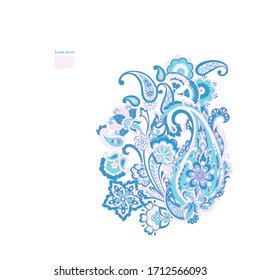 Paisley vector isolated pattern. Vintage floral illustration in batik style
