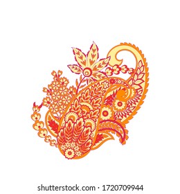 Paisley vector isolated pattern. Vintage floral illustration in batik style