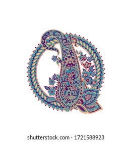 Paisley vector isolated pattern. Vintage floral illustration in batik style