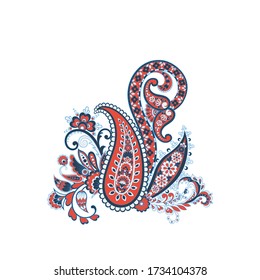 Paisley vector isolated pattern. Vintage floral illustration in batik style