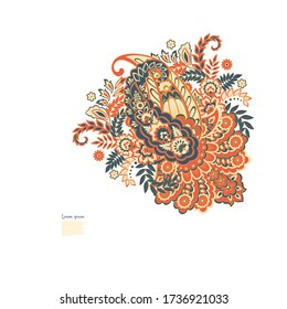 Paisley vector isolated pattern. Vintage floral illustration in batik style
