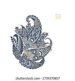 Paisley Vektor isoliertes Muster. Vintage Blumenbild im Batik-Stil