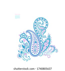 Paisley vector isolated pattern. Vintage floral illustration in batik style