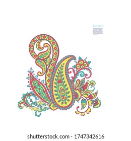 Paisley vector isolated pattern. Vintage floral illustration in batik style