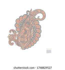 Patrón aislado del vector Paisley. Ilustración floral vintage en estilo batik