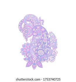 Paisley vector isolated pattern. Vintage floral illustration in batik style