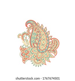 Patrón aislado del vector Paisley. Ilustración floral vintage en estilo batik