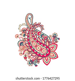 Paisley vector isolated pattern. Vintage floral illustration in batik style